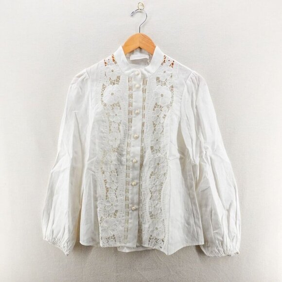 Zimmermann Halcyon Broderie Shirt White US 8 - Picture 7 of 15